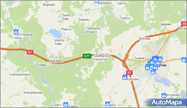 mapa Świętajńska Karczma, Świętajńska Karczma na mapie Targeo