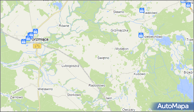mapa Świętno gmina Grzmiąca, Świętno gmina Grzmiąca na mapie Targeo