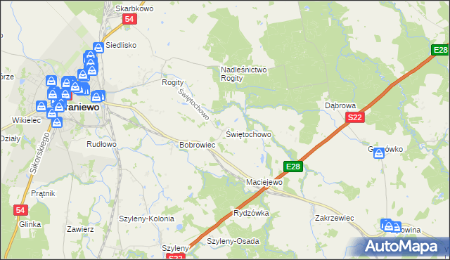 mapa Świętochowo, Świętochowo na mapie Targeo