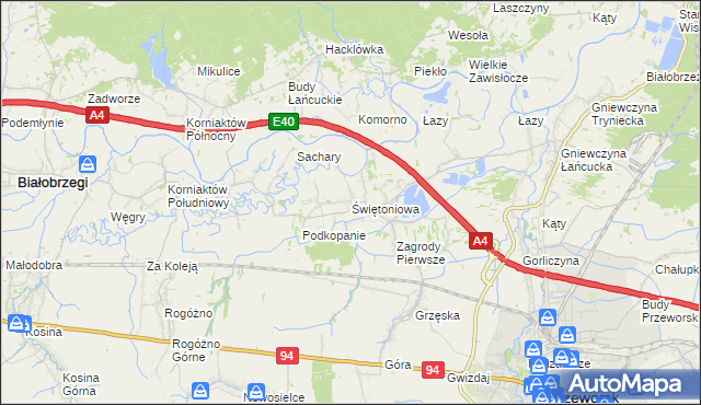 mapa Świętoniowa, Świętoniowa na mapie Targeo