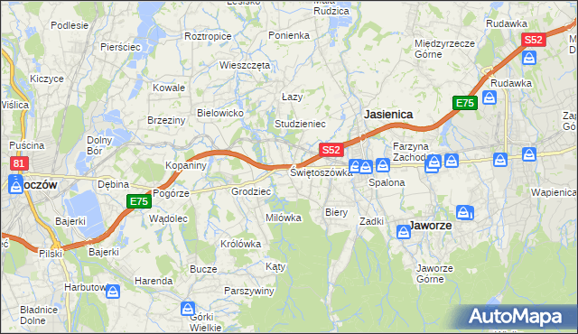 mapa Świętoszówka, Świętoszówka na mapie Targeo