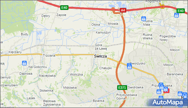 mapa Świlcza, Świlcza na mapie Targeo