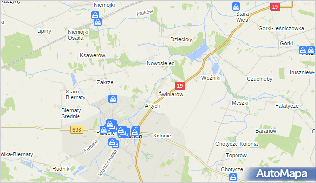 mapa Świniarów, Świniarów na mapie Targeo