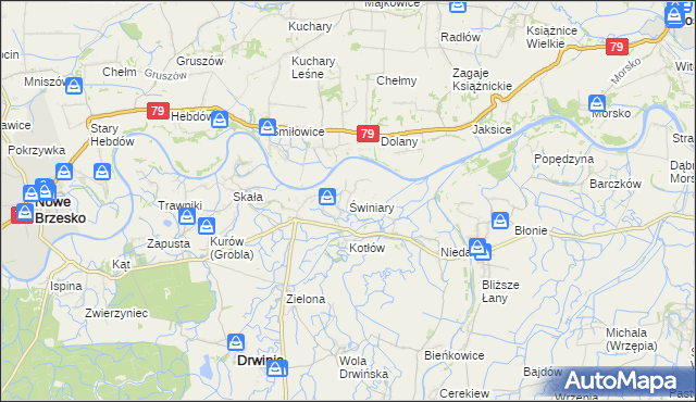 mapa Świniary gmina Drwinia, Świniary gmina Drwinia na mapie Targeo