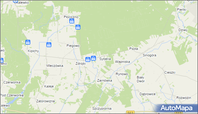 mapa Syberia gmina Lubowidz, Syberia gmina Lubowidz na mapie Targeo