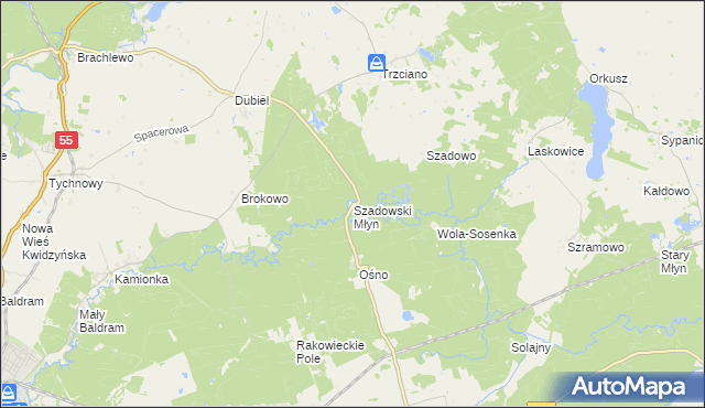 mapa Szadowski Młyn, Szadowski Młyn na mapie Targeo