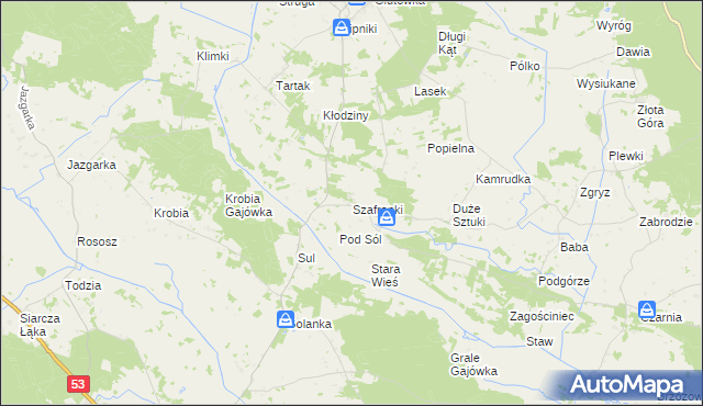 mapa Szafranki gmina Łyse, Szafranki gmina Łyse na mapie Targeo