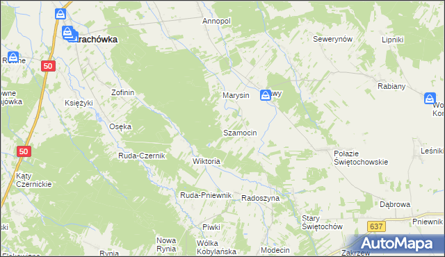 mapa Szamocin gmina Strachówka, Szamocin gmina Strachówka na mapie Targeo