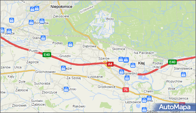 mapa Szarów gmina Kłaj, Szarów gmina Kłaj na mapie Targeo