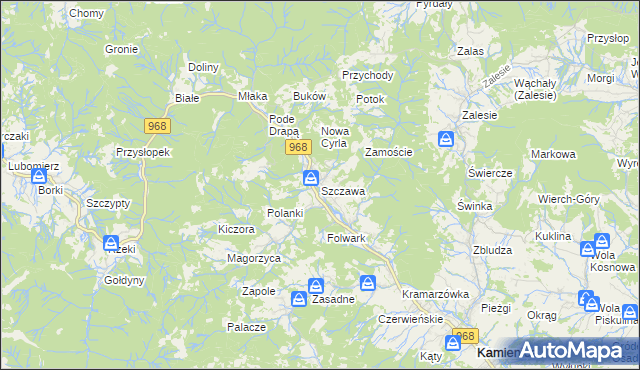 mapa Szczawa, Szczawa na mapie Targeo