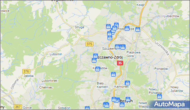 mapa Szczawno-Zdrój, Szczawno-Zdrój na mapie Targeo