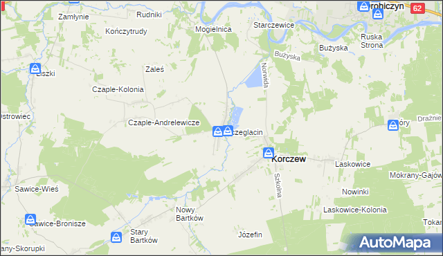 mapa Szczeglacin, Szczeglacin na mapie Targeo