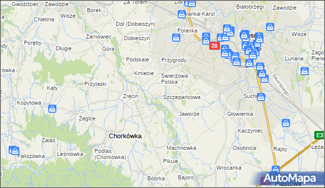 mapa Szczepańcowa, Szczepańcowa na mapie Targeo