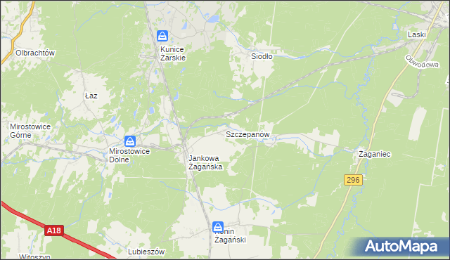 mapa Szczepanów gmina Iłowa, Szczepanów gmina Iłowa na mapie Targeo