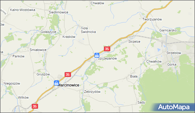 mapa Szczepanów gmina Marcinowice, Szczepanów gmina Marcinowice na mapie Targeo