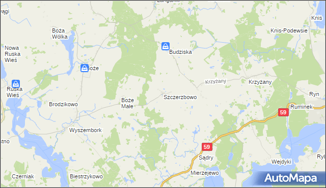 mapa Szczerzbowo, Szczerzbowo na mapie Targeo