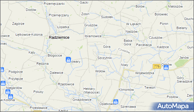 mapa Szczytniki gmina Proszowice, Szczytniki gmina Proszowice na mapie Targeo