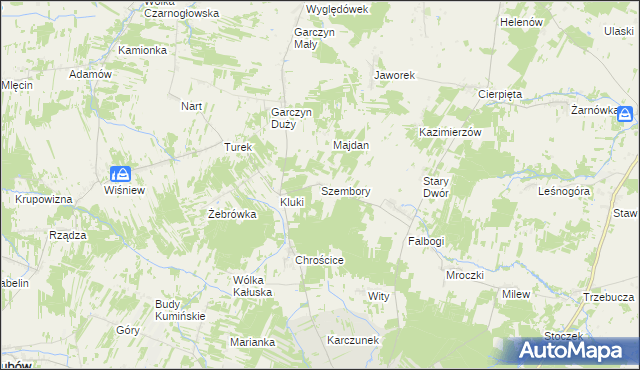 mapa Szembory, Szembory na mapie Targeo