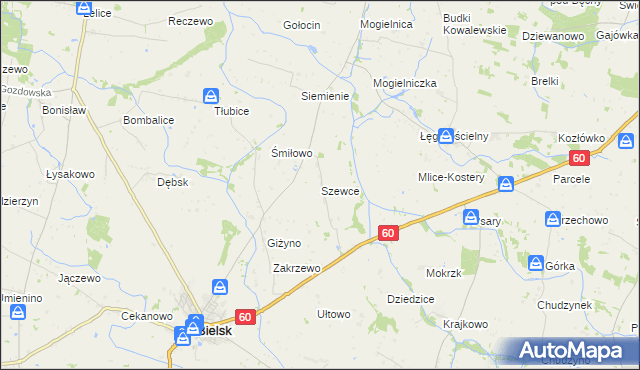 mapa Szewce gmina Bielsk, Szewce gmina Bielsk na mapie Targeo