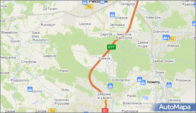 mapa Szewce gmina Sitkówka-Nowiny, Szewce gmina Sitkówka-Nowiny na mapie Targeo