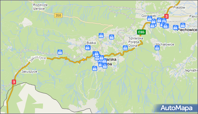 mapa Szklarska Poręba, Szklarska Poręba na mapie Targeo