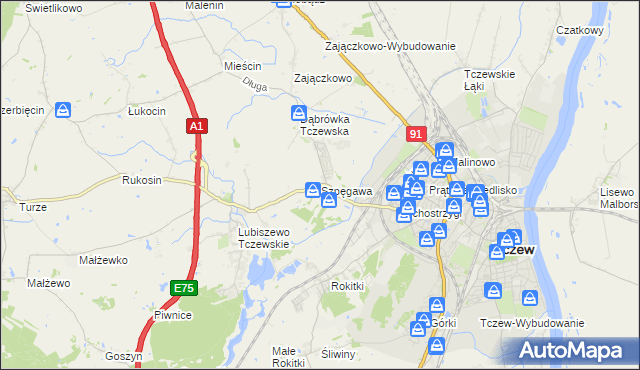 mapa Szpęgawa, Szpęgawa na mapie Targeo
