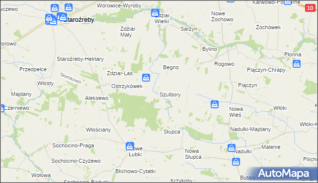 mapa Szulbory, Szulbory na mapie Targeo