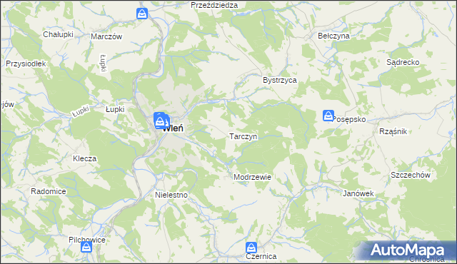 mapa Tarczyn gmina Wleń, Tarczyn gmina Wleń na mapie Targeo