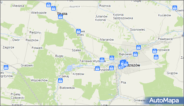 mapa Tarnawa gmina Sędziszów, Tarnawa gmina Sędziszów na mapie Targeo