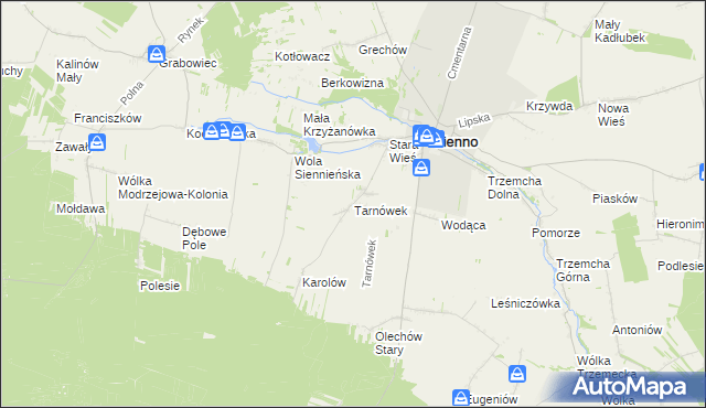 mapa Tarnówek gmina Sienno, Tarnówek gmina Sienno na mapie Targeo
