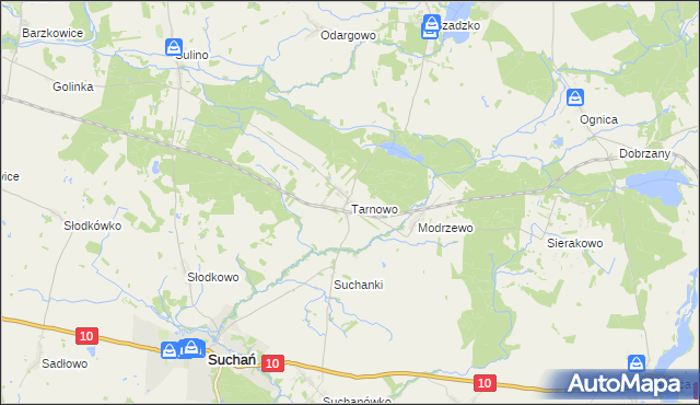 mapa Tarnowo gmina Suchań, Tarnowo gmina Suchań na mapie Targeo