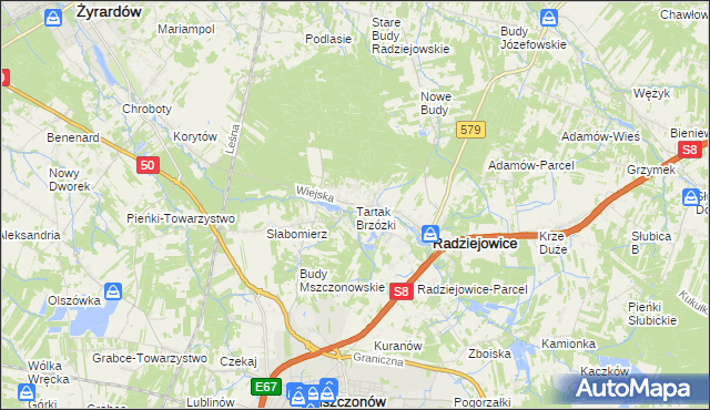 mapa Tartak Brzózki, Tartak Brzózki na mapie Targeo