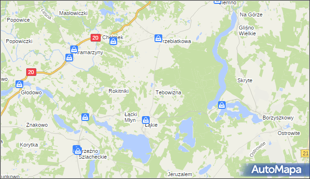 mapa Tebowizna, Tebowizna na mapie Targeo
