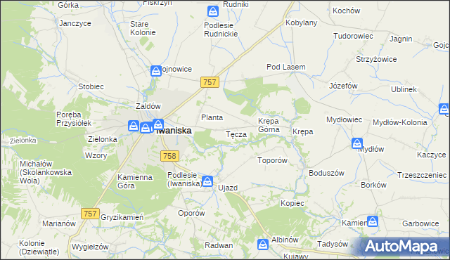 mapa Tęcza, Tęcza na mapie Targeo