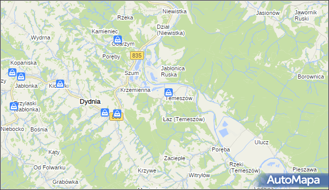 mapa Temeszów, Temeszów na mapie Targeo