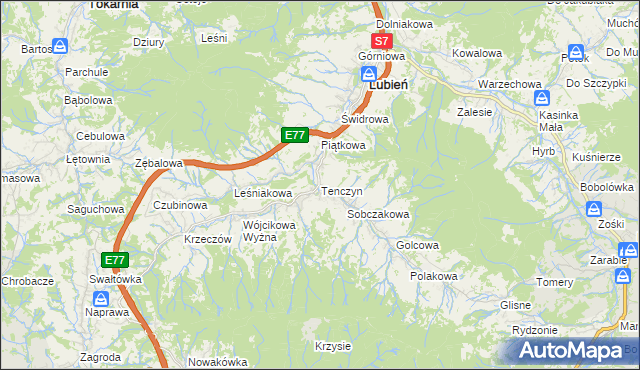 mapa Tenczyn, Tenczyn na mapie Targeo