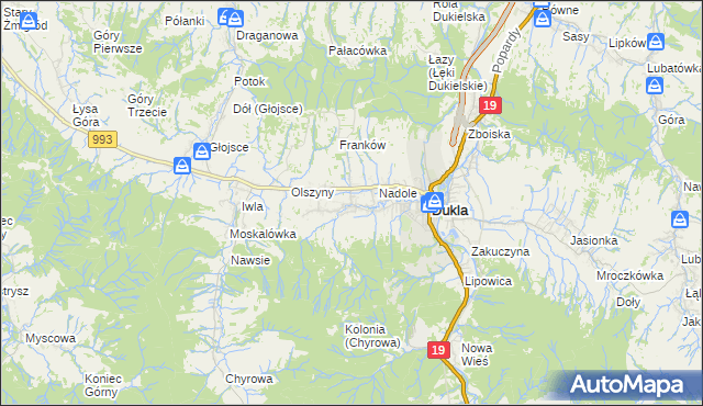 mapa Teodorówka gmina Dukla, Teodorówka gmina Dukla na mapie Targeo