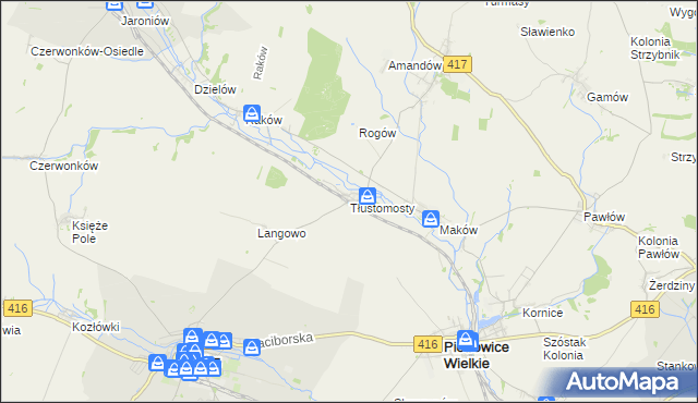 mapa Tłustomosty, Tłustomosty na mapie Targeo