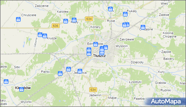 mapa Tłuszcz powiat wołomiński, Tłuszcz powiat wołomiński na mapie Targeo