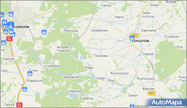 mapa Tokarzew gmina Doruchów, Tokarzew gmina Doruchów na mapie Targeo