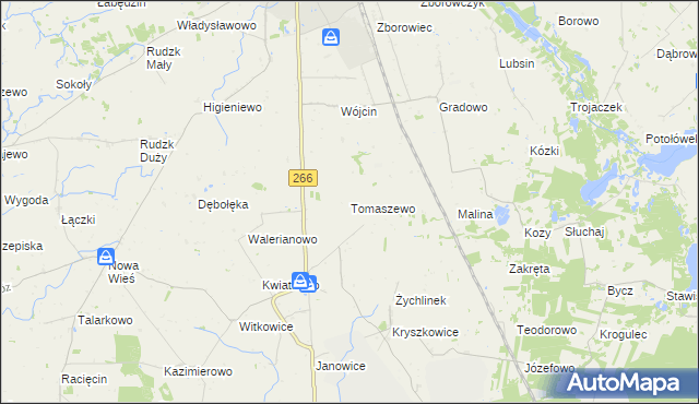 mapa Tomaszewo gmina Wierzbinek, Tomaszewo gmina Wierzbinek na mapie Targeo