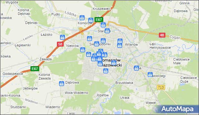 mapa Tomaszów Mazowiecki, Tomaszów Mazowiecki na mapie Targeo