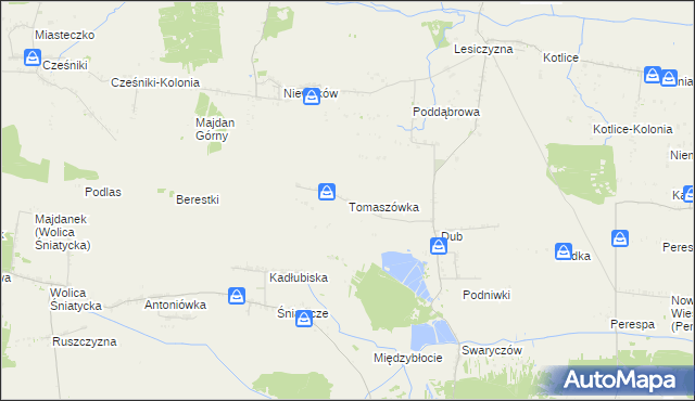 mapa Tomaszówka gmina Komarów-Osada, Tomaszówka gmina Komarów-Osada na mapie Targeo