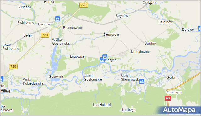 mapa Tomczyce gmina Mogielnica, Tomczyce gmina Mogielnica na mapie Targeo