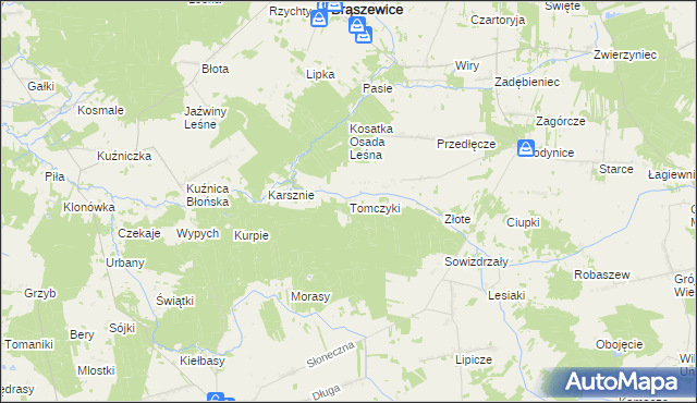 mapa Tomczyki gmina Brąszewice, Tomczyki gmina Brąszewice na mapie Targeo