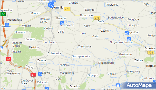 mapa Trątnowice, Trątnowice na mapie Targeo