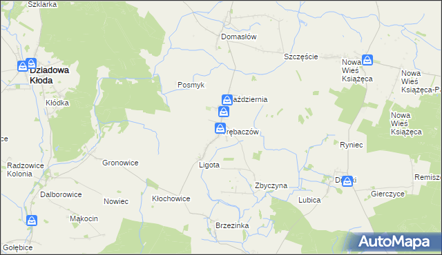 mapa Trębaczów gmina Perzów, Trębaczów gmina Perzów na mapie Targeo