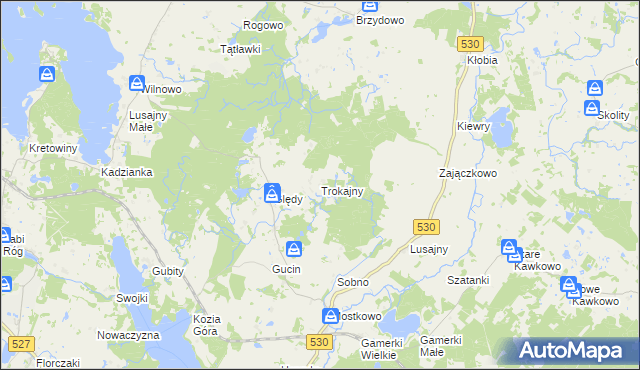mapa Trokajny gmina Łukta, Trokajny gmina Łukta na mapie Targeo