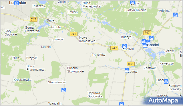 mapa Truszków, Truszków na mapie Targeo