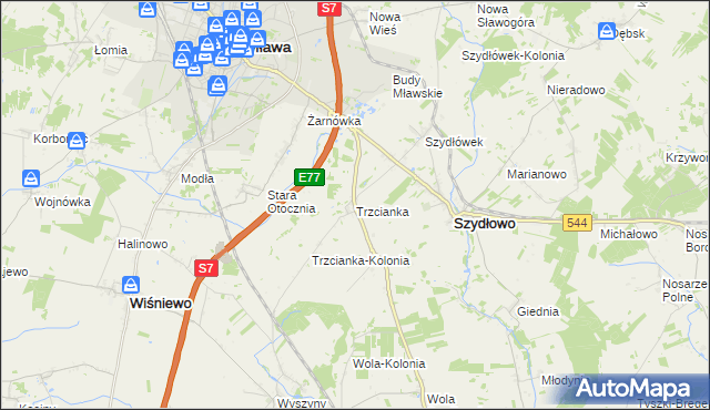 mapa Trzcianka gmina Szydłowo, Trzcianka gmina Szydłowo na mapie Targeo